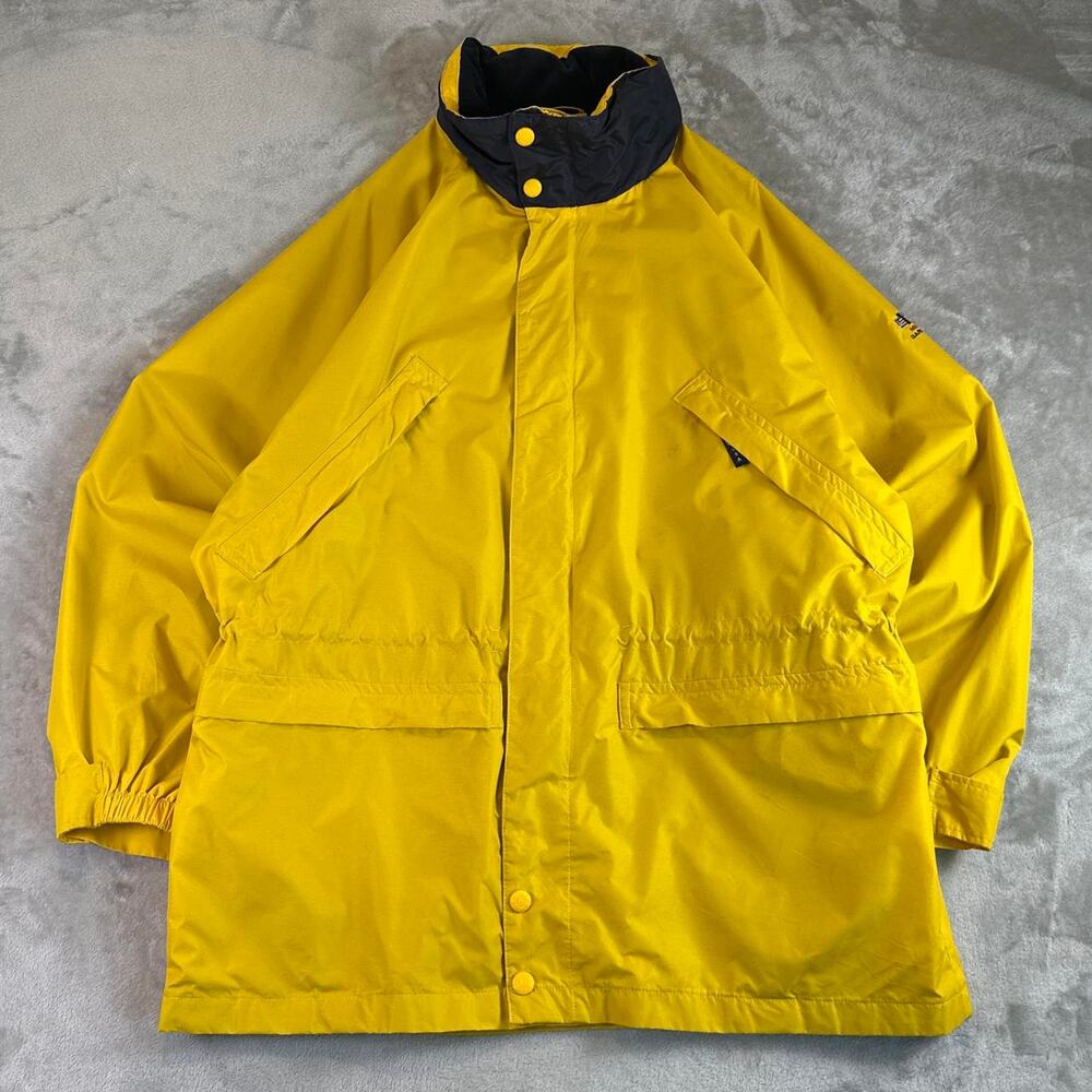 Vtg Gant USA 12 Meter Sailing Jacket Mens XL Yellow Waterproof Stowable hood